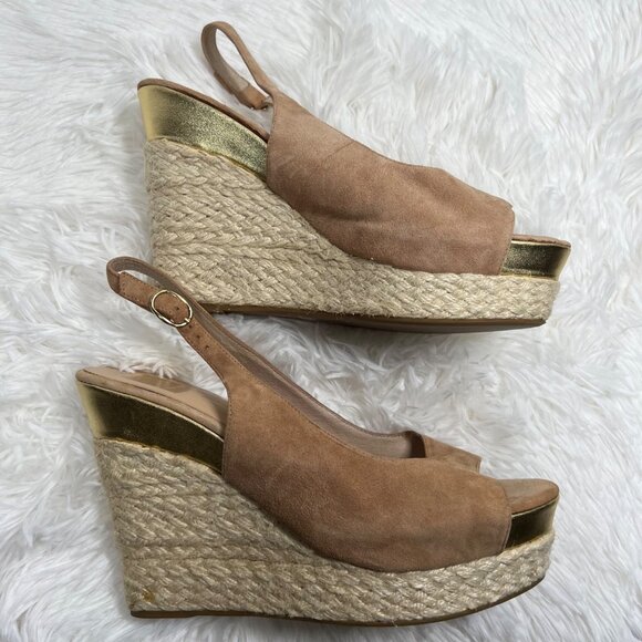 Dolce Vita Tan Gold Platform Espadrilles Size 9.5 - Picture 3 of 10